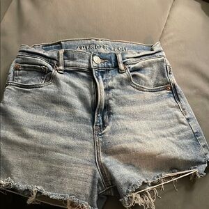 American Eagle Outfitters Blue Jean Shorts with Distressed Hem